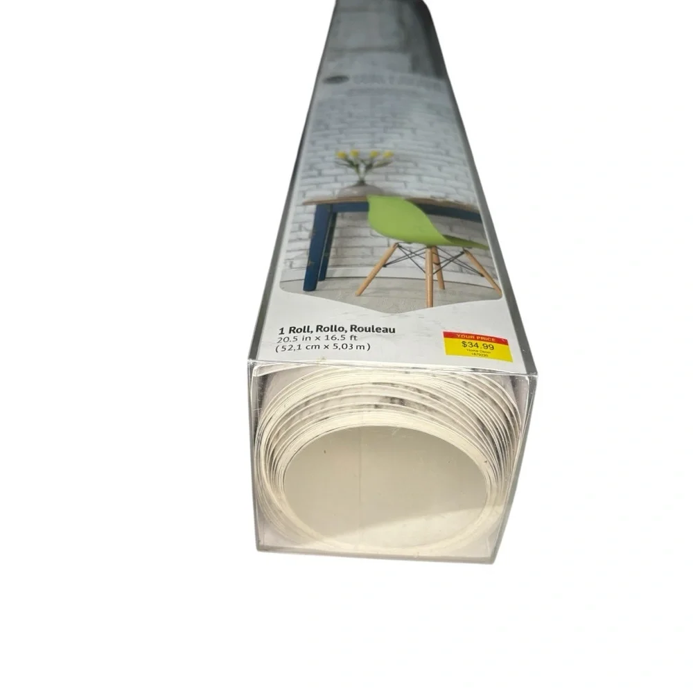 RM RoomMates Peel & Stick Wallpaper- White Gray Brick Wall- 1 Roll- Removable &